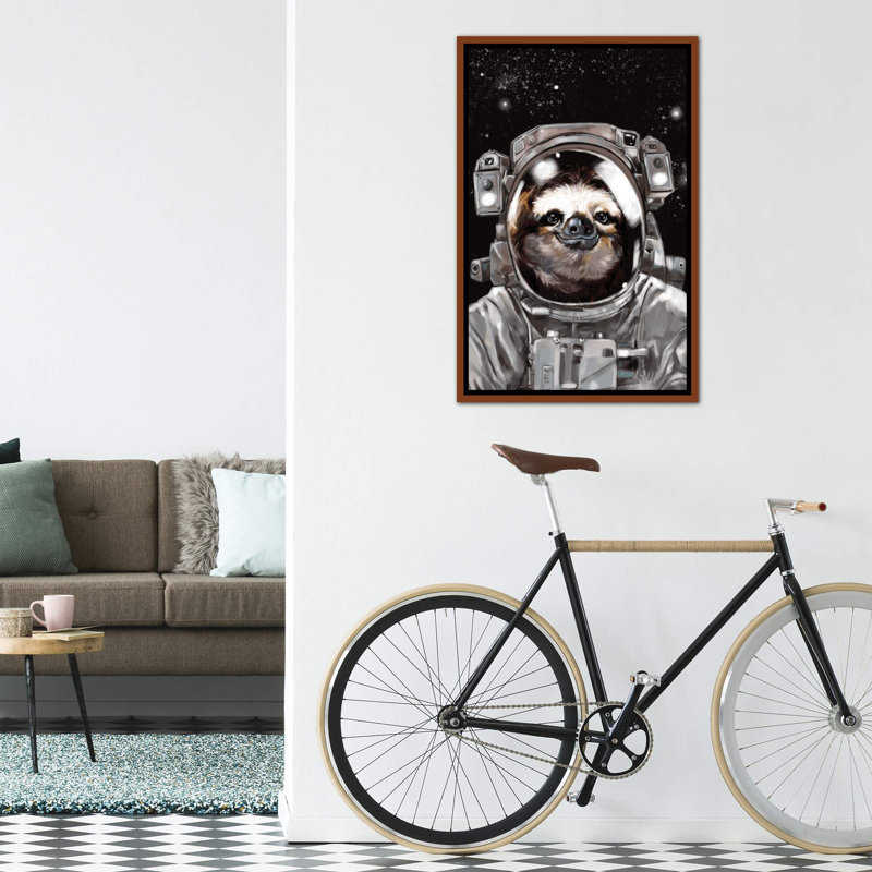 « astronaute sloth selfie », art, H 40 po x l 26 po x P 1,5 po, Toile avec cadre en bois classique