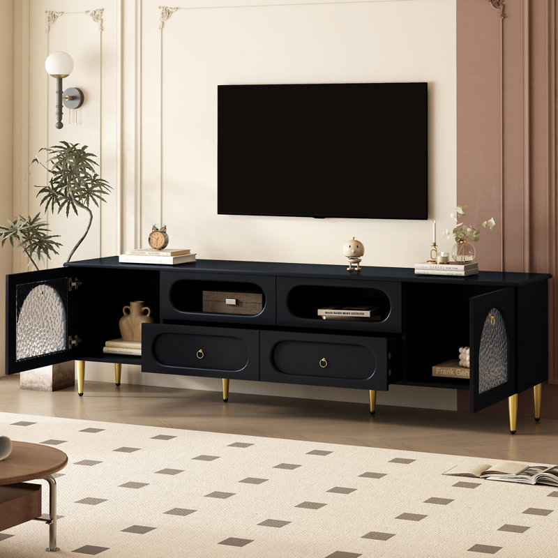 VIBE HAUS 78.8'' Retro TV Stand, Black