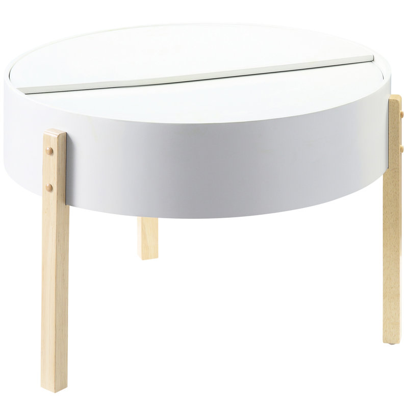 Élégante table basse blanche et naturelle - Design de rangement caché charmant avec finition secrète
