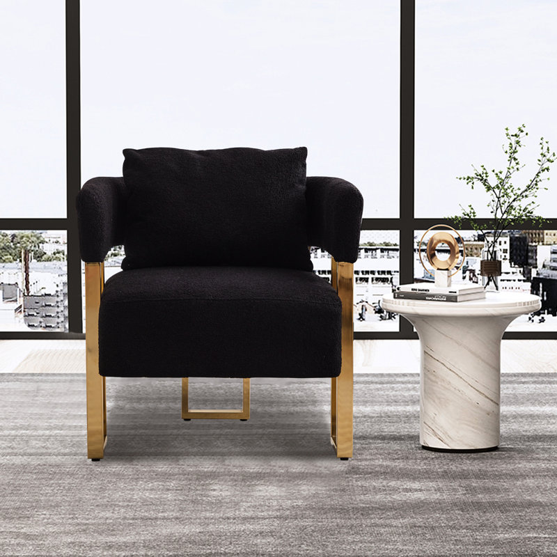Élégante chaise à pieds dorés avec molleton noir - pour le salon, le vestiaire, le bureau et la salle de réception