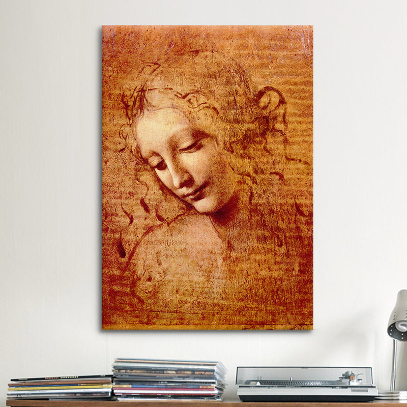 Tête de femme par Leonardo da Vinci - reproduction, Toile, H 12 po x l 8 po x P 0,75 po