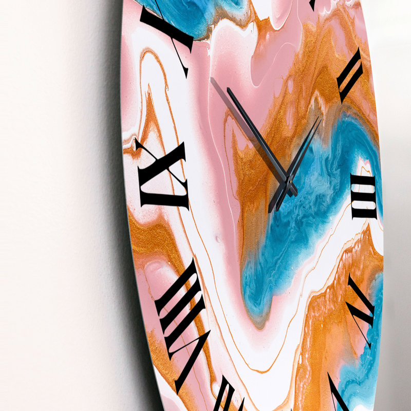 Horloge murale orange orange, bleu et blanc Rivers, Grand