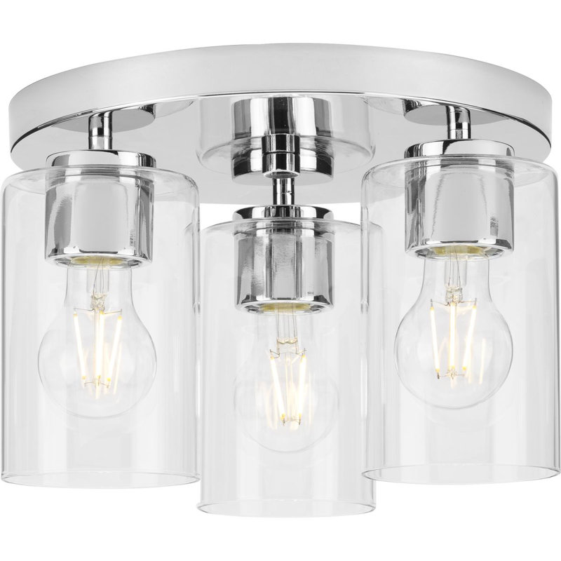Bromwich Glass Flush Mount, Clear, Polished Chrome
