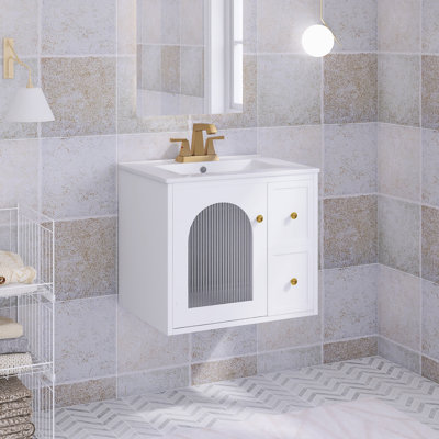 Meuble-lavabo mural 24 po avec comptoir en céramique