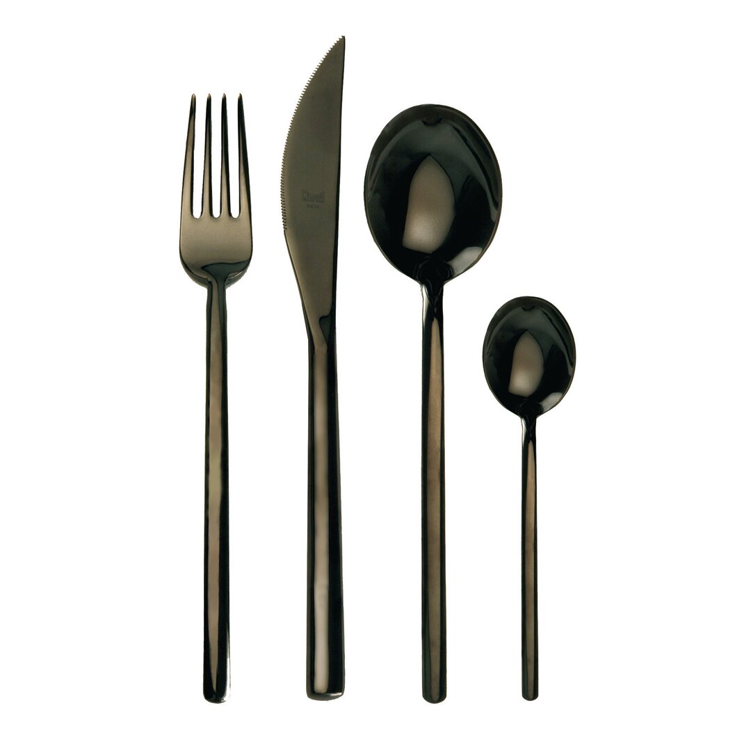 Due 24 Piece 18/10 Stainless Steel Cutlery Set, Service for 6 black,yellow