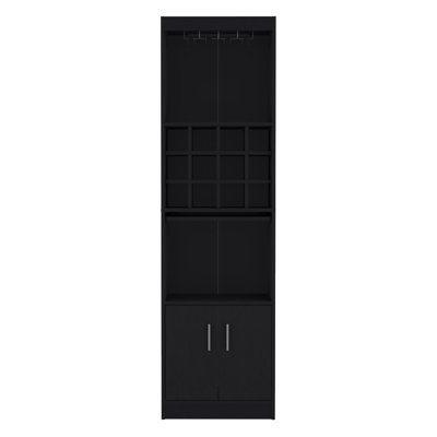 Ywain Tall Wine Bar Cabinet With 5-Tier Shelves
