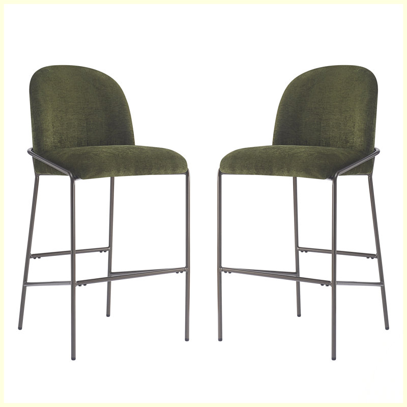 Tabouret de bar rembourré en métal, Vert