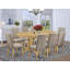 Ensemble de salle à manger 9 pièces composé d'une table en bois et de 8 chaises rembourrées kaki foncé avec dossier haut - finition chêne-497893446-429365188-429365189