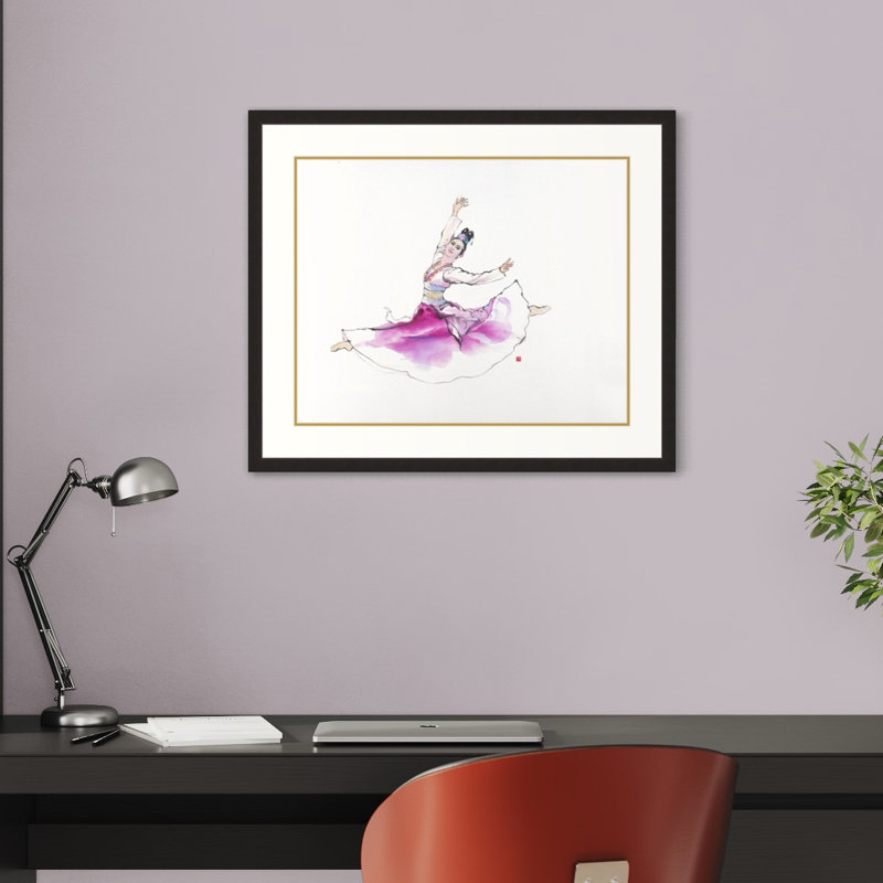 «Graceful Dancer» par Chen Xiaoping, Cadre noir, H 18 po x l 21 po