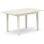 Ensemble de table de salle à manger 5 pièces moderne comprenant une table rectangulaire en bois avec feuille papillon et 4 chaises rembourrées en tissu crème, lin blanc-106903281-109975763-109975764
