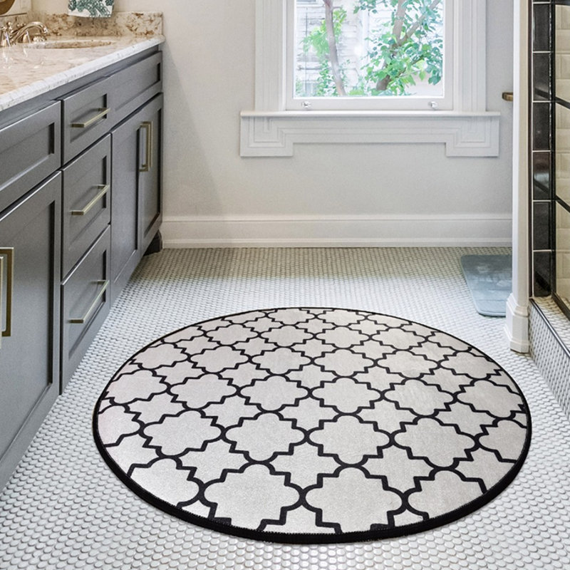 Antibacterial Bathmat, 100% Polyester, 55.1 Inch Diameter | Non-Slip Underside, Pile Height: 0.4 Inches, 700 Grams per Square Meter | Machine Washable, Durable & Stylish for Bathroom Safety and Comfort