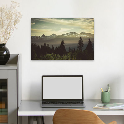 Forêt, lever du soleil, paysage, montagne, arbre, nature, photographie, art contemporain