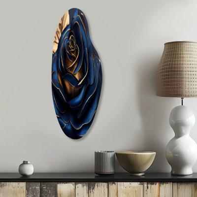 Beckham - Floral Rose Curved Shape Asymmetric Metal Wall Art