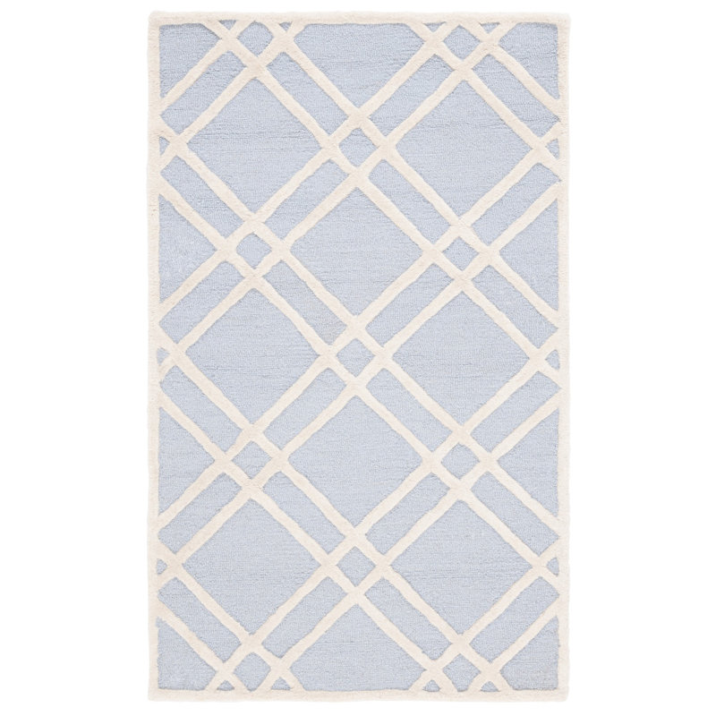 Deedgra Hand Tufted Wool Geometric Rug, Rectangle 3' x 5'