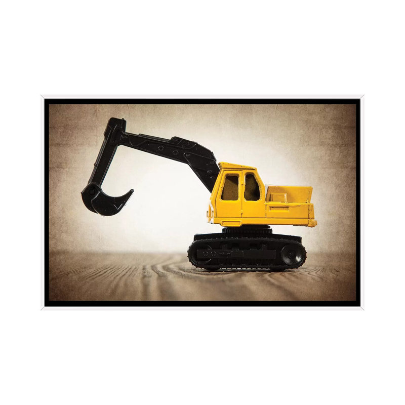 Excavator - Print on Canvas, White Framed, 101.6 cm H x 66.04 cm W