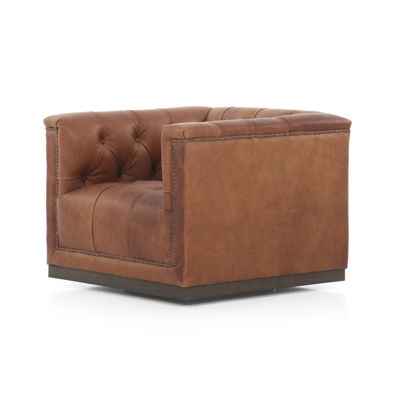 Maxx Swivel Chair, Heirloom Sienna/Dark Brown Genuine Leather