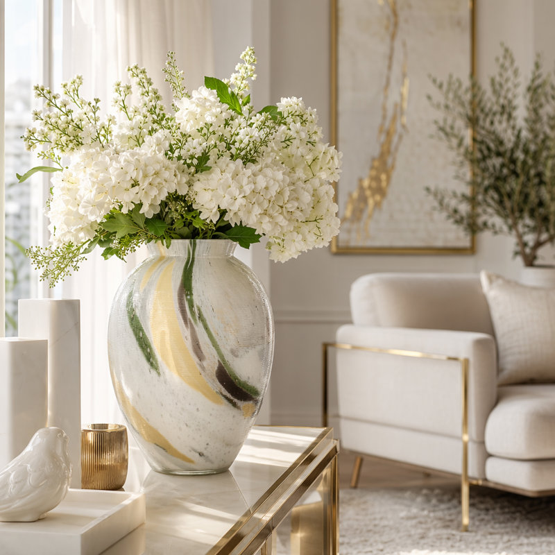 Modern glass vase, H 9 po x l 7 po x P 7 po