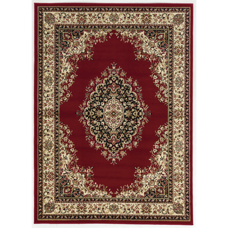 Tapis oriental rouge / ivoire Colebrook, Rectangle 3 pi 3 po x 4 pi 11 po