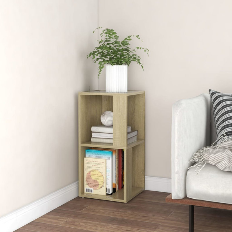 33cm W Corner Bookcase, 2 Shelves (67cmH x 33cmW x 33cmD), Sonoma Oak