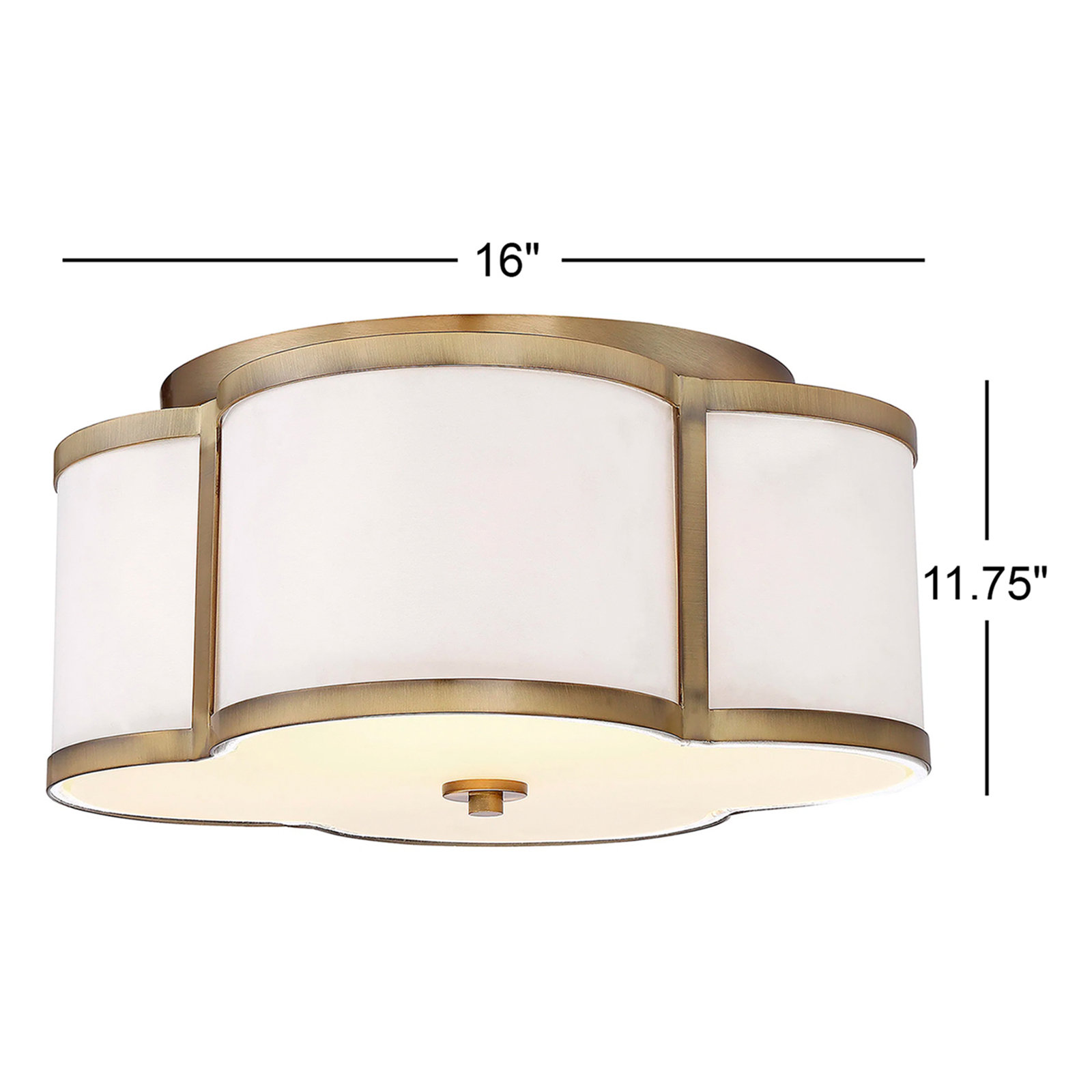 Luxton 3-Light Flush Mount, Brass, 11.75" H x 16" W x 16" D