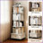 Bookshelf, 5-Tier 360° Rotating with Wheels &amp; Drawer, Warm White Space-Saving | MDF | White-1043141112