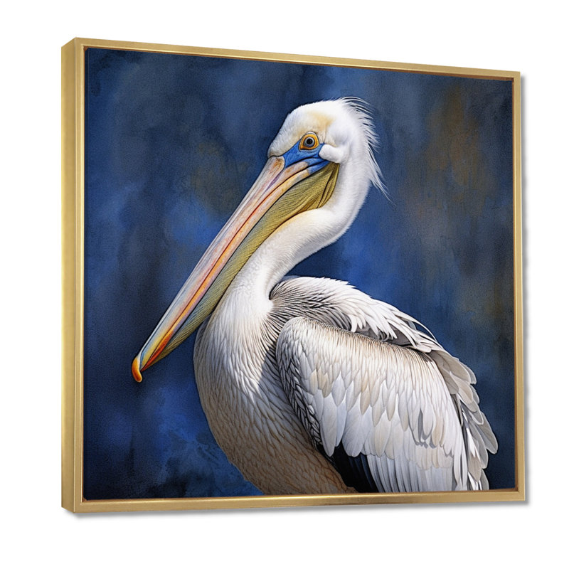 «Majestic Pelican Seabird V», reproduction sur toile, 44" H x 44" W, Cadre flottant doré