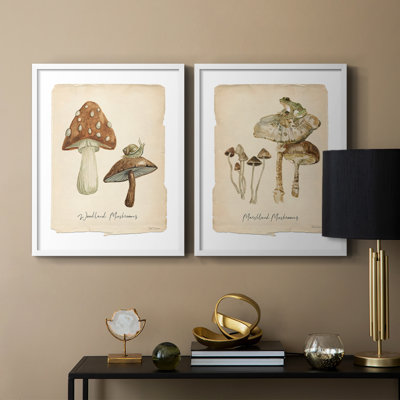 Champignons des bois - Impression encadrée de qualité supérieure - Prêt à être accroché - aucun clou requis - aucun clou requis