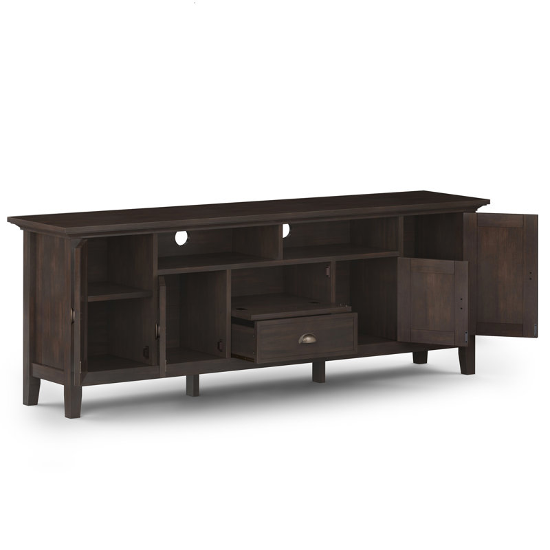 Redmond 72 inch Wide Solid Wood TV Stand in Brunette Brown For TVs up to 80 inches