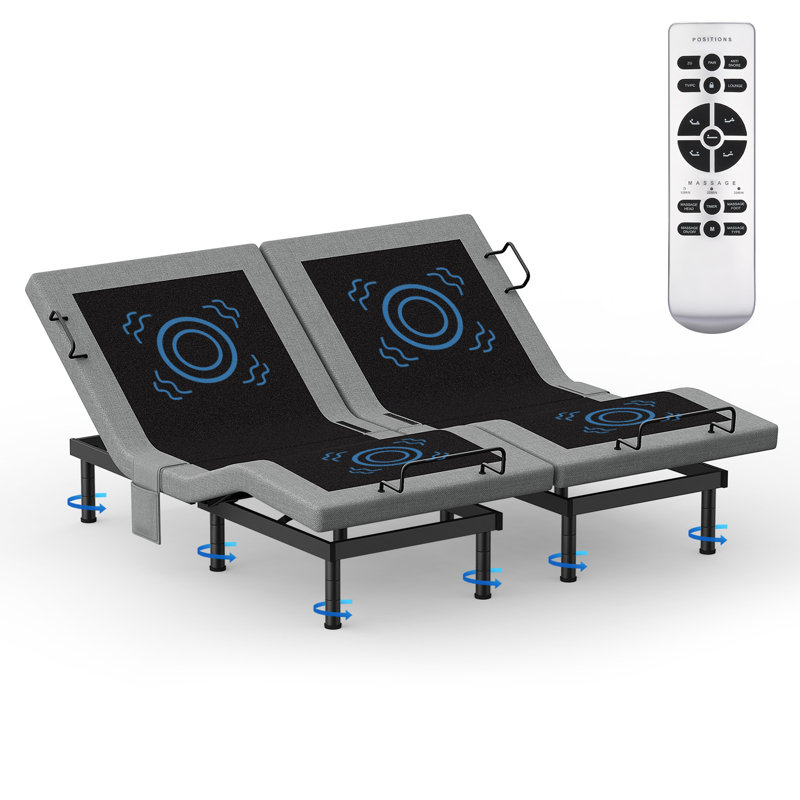 Massage Adjustable Bed Frame with Anti-Snore, Zero Gravity, Wireless Remote, Split King
