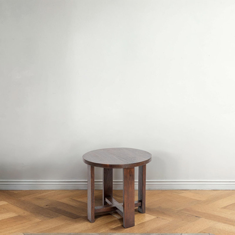 Elysa Elegant Acacia Trestle Round End Table, Brown