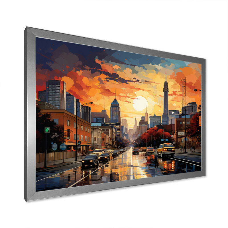 Atlanta Popart Landscape VI, reproduction d'art sur toile, H 12 po x l 20 po x P 1 po, Cadre photo argenté