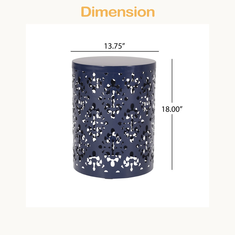 Table de bout d'extérieur en métal, Bleu