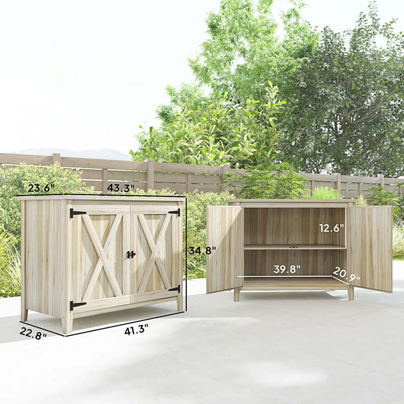 Outdoor Storage Cabinet, Garden Storage Shed, Accent Cabinet, Natural Wood