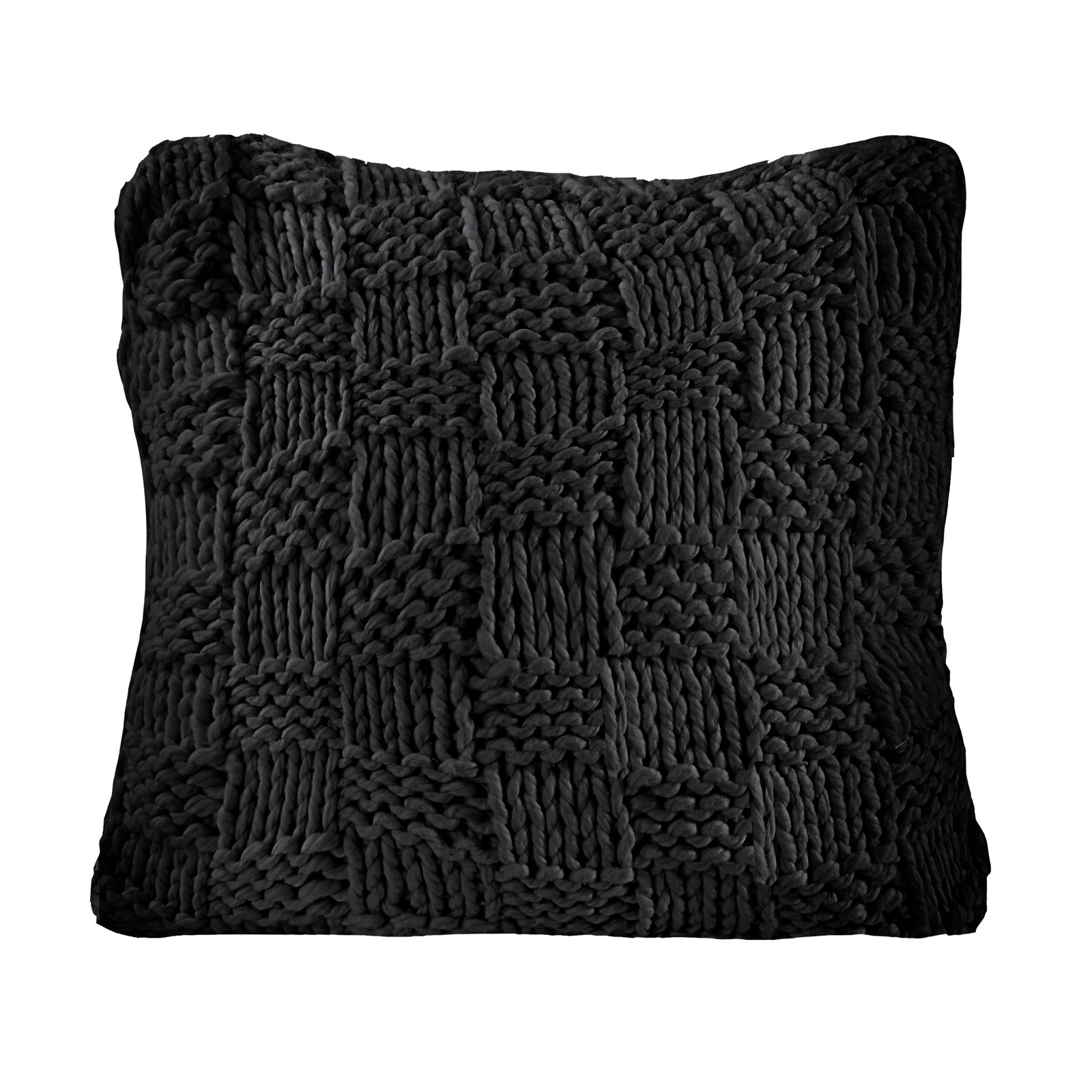 Hand Knitted Pillow Sham, Black