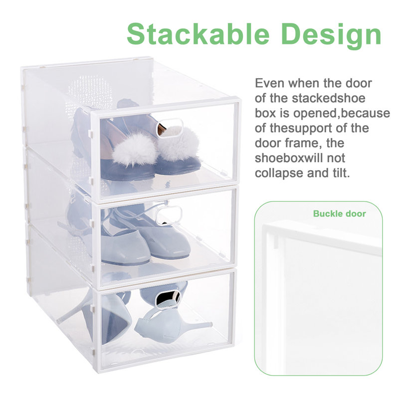 Clear Stackable Shoe Storage Boxes - Set of 6