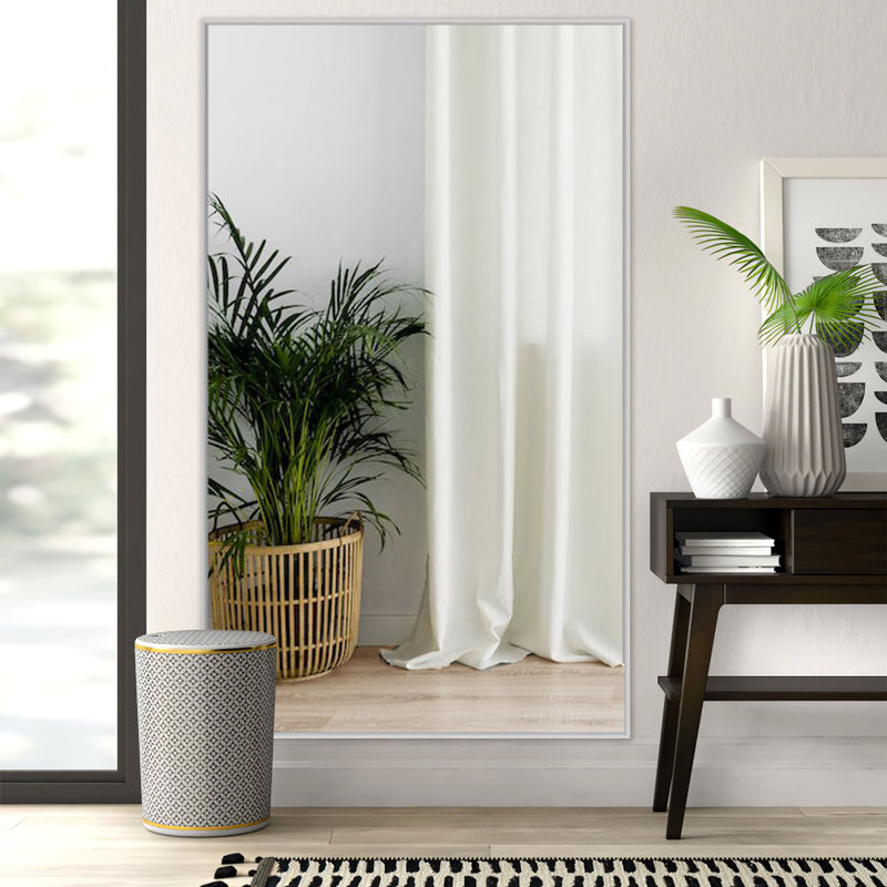 Arstides Metal Flat Mirror, Silver, 52" x 32"