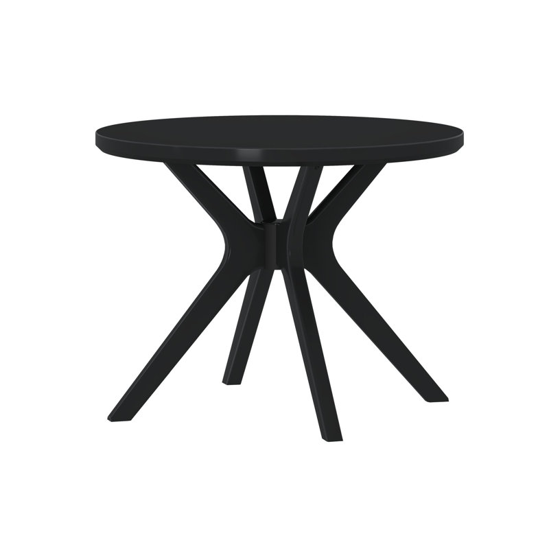 Muhsina Cross Leg Round Dining Table (38in x 38in / 966mm x 966mm), Black