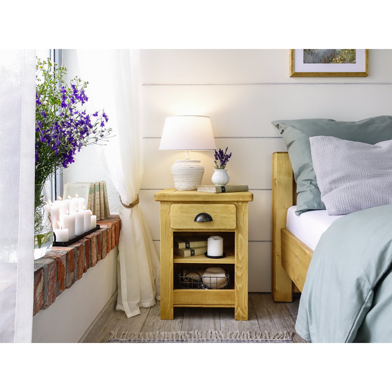 Vintage 45cm W Solid Wood Bedside Table