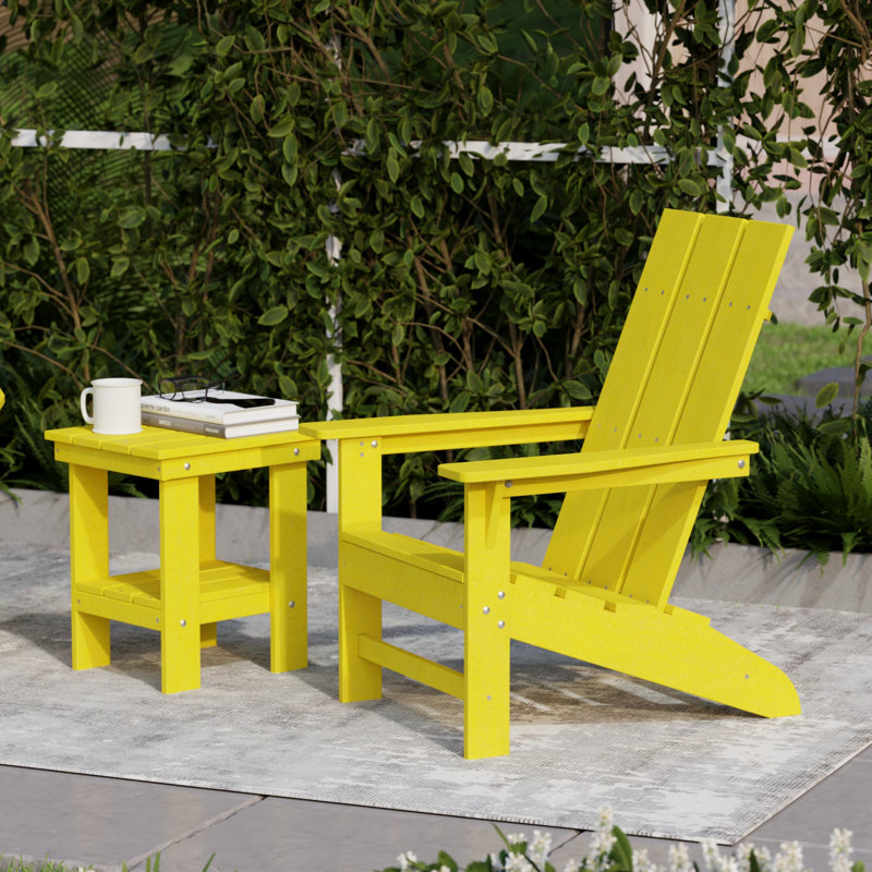 Ensemble Adirondack moderne 3 pièces avec table d'appoint Avilez, Lemon Yellow
