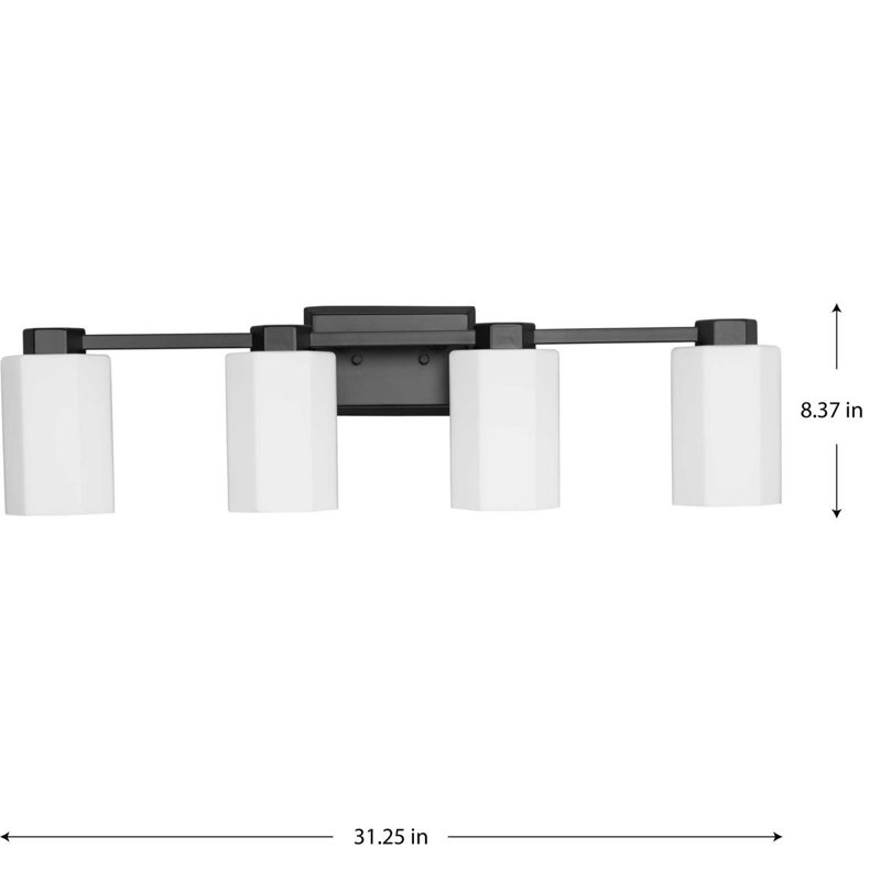 Estrada Matte Black 4-Light Vanity with Opal Glass Shades