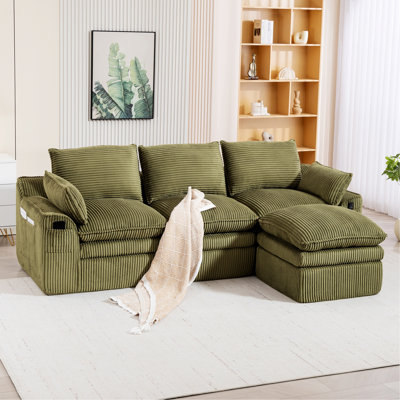 Canapé modulaire en L avec repose-pieds mobile