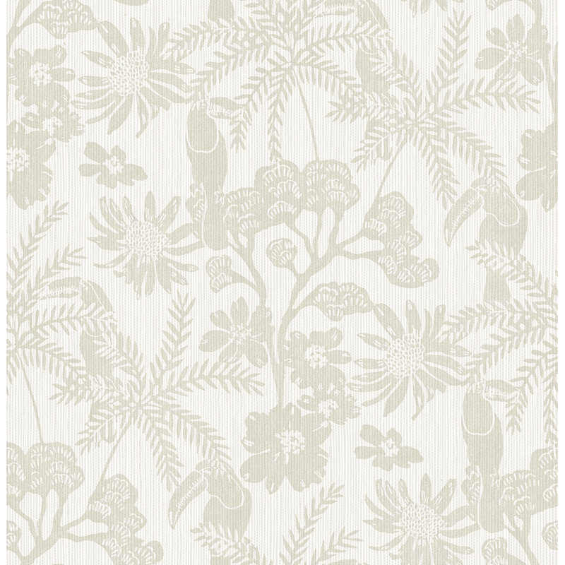 Jacaranda Taupe Tropical Trail Wallpaper, Brown