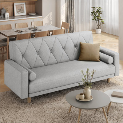 Polyester Tufted 3 Seater Sofa Bed