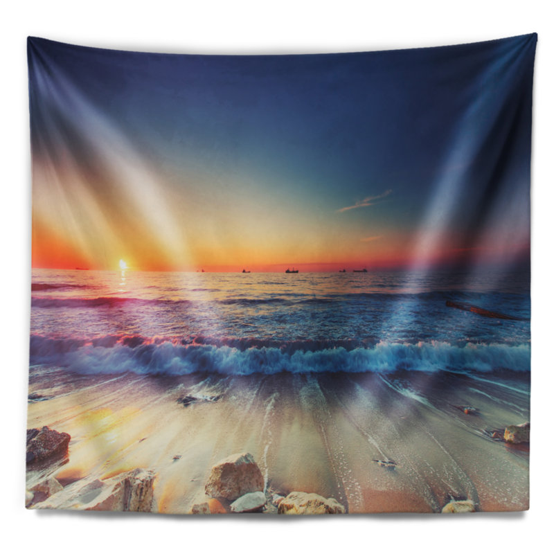 Tapisserie «Seashore Beautiful Sunrise over Sea», H 50 po x l 60 po