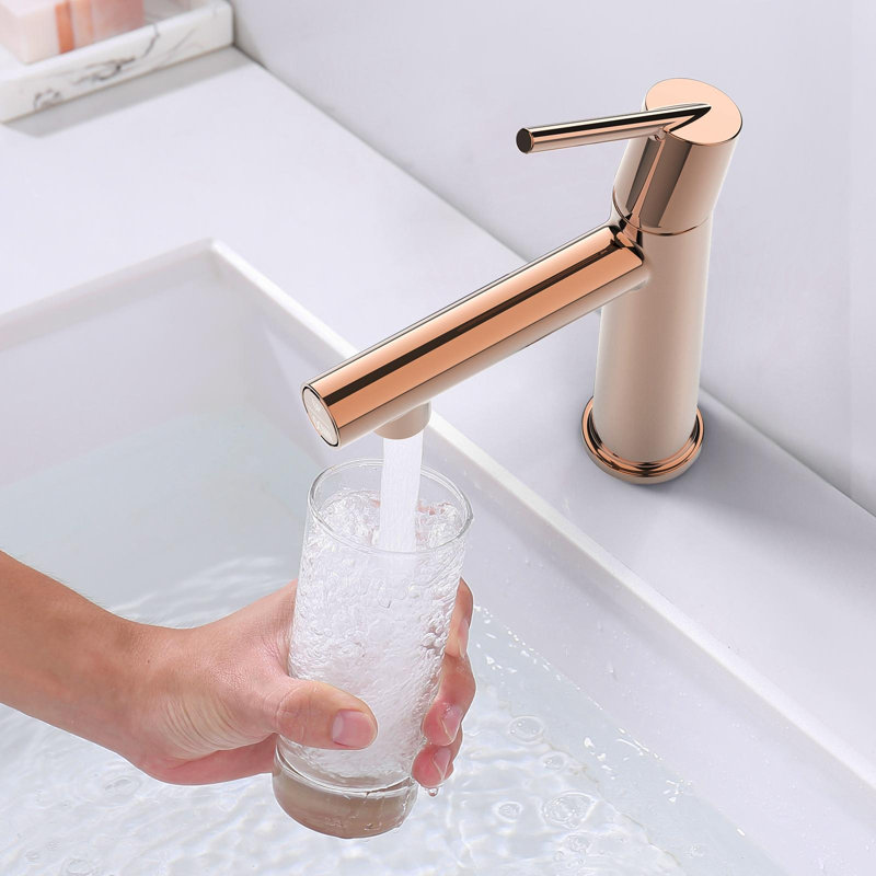 Single Handle Zinc Bathroom Sink Faucet, Rose Gold