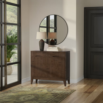 Harper 40"W Solid Wood Mid-Century Modern Entryway Storage Cabinet with Drawers and Adjustable Shelves