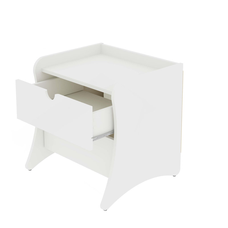 Table de chevet 20 po Coney en blanc (2 tiroirs), Blanc