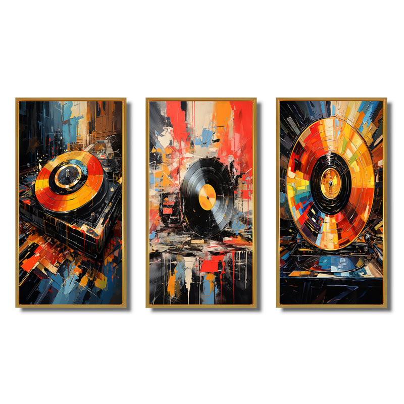 Ensemble 3 pièces Popart, Encadrement doré, H 28 po x l 36 po