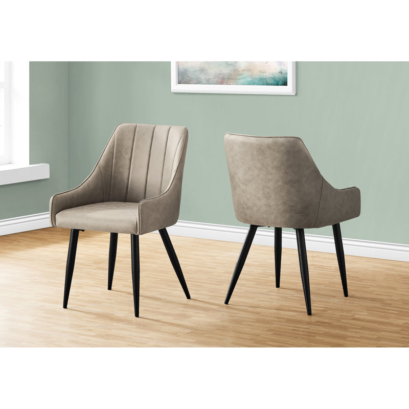 2 chaises de salle à manger, revêtues de taupe, rembourrées de 2