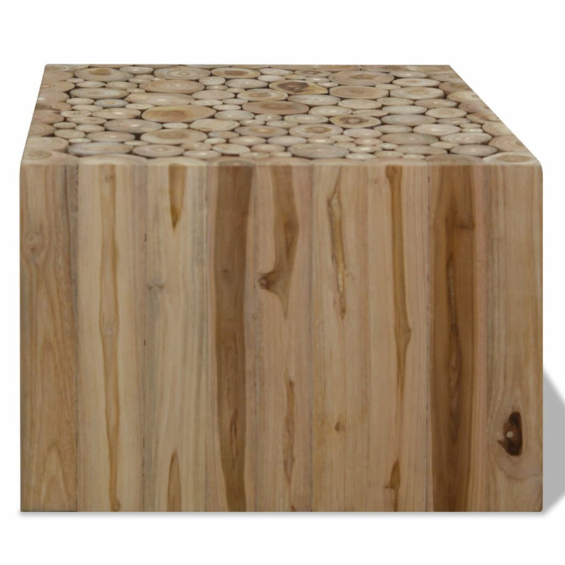 Mobilier de table basse en teck véritable, L 19,7 po x l 19,7 po x H 13,8 po